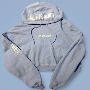 Barstool Sports Women's Cropped Hoodie Lt Blue Mediun